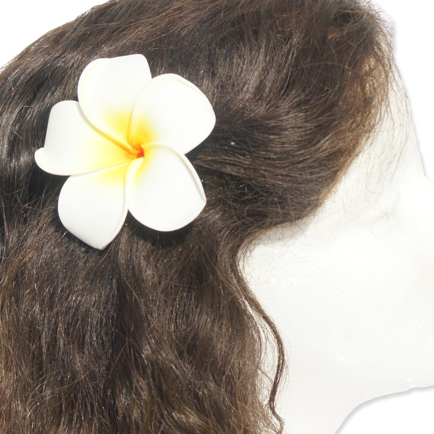 DreamLily Women's Fashion Hawaiian White Plumeria Flower Foam Hair Clip for Beach (White), One Size  
DreamLily Women's